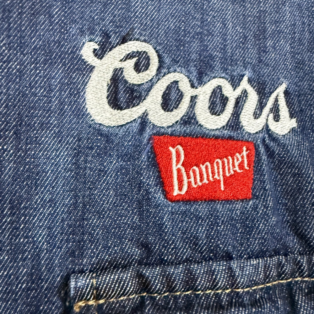 Coors Banquet Mens Denim Western Pearl Snap Shirt Embroidered Logo XL western